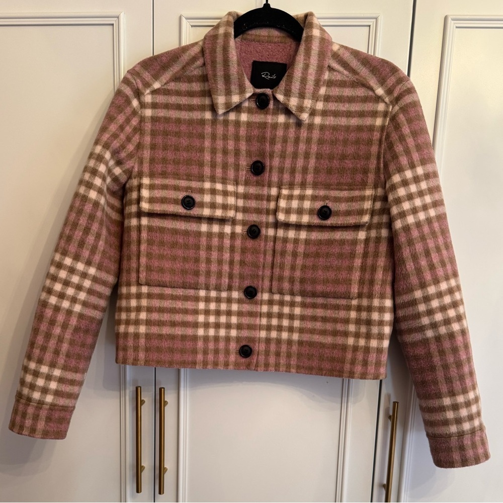Rails Steffi Plaid Jacket Mauve Ivory Sepia Wool-Blend Size XS